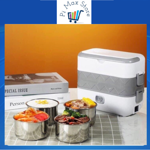 Hộp Cơm Văn Phòng , Hộp Cơm 2 Tầng 4 Bát Inox , Nấu Chín , Hâm Nóng Và Giữ Nhiệt