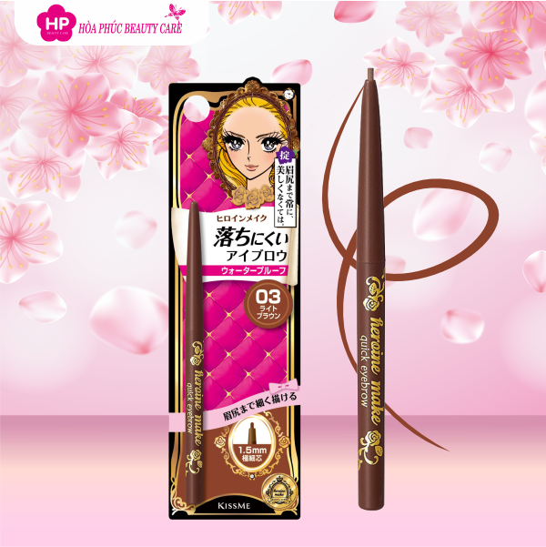Bút Chì Sáp Kẻ Lông Mày, Không Lem Trôi, Lõi Siêu Mịn Kissme Heroine Make Quick Eyeliner Màu Nâu Sáng