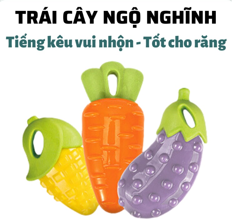 Đồ chơi cho chó FOFOS, Đồ chơi nhai gặm hình trái cây, Có tiếng kêu, Tốt cho răng chó, TPR an toàn, Bảo vệ đồ đạc