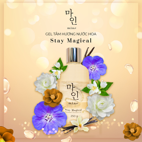 Gel tắm nước hoa MINE Stay Magical Thơm 3 Tầng Dịu Nhẹ, Thơm Mát, Giảm Căng Thẳng, Mệt Mỏi, Loại Bỏ Bụi Bẩn Nhưng Vẫn Giữ Lại Độ Âm Cho Da, Giúp Da Mịn Màng, Mềm Mại,(Perfume shower gel mine stay magical)