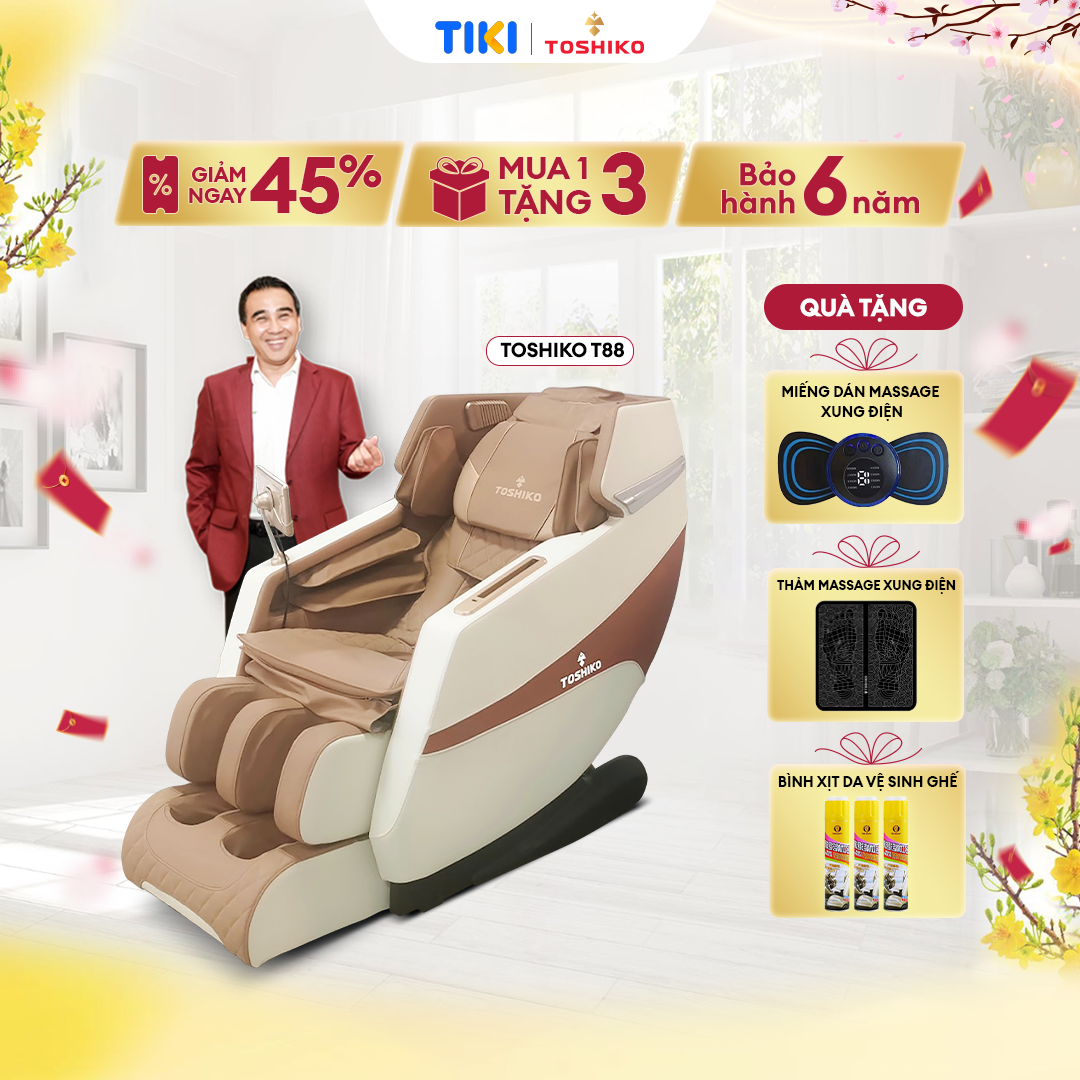 Ghế Massage Toàn Thân Con Lăn 4D Di Chuyển Đa Năng Cao Cấp Toshiko T88, Đạt Chuẩn Iso Massage Sâu Tại Các Vùng Chuyên Biệt, Máy Massage Toàn Thân Đa Năng Chức Năng Dò Tìm Huyệt Đạo