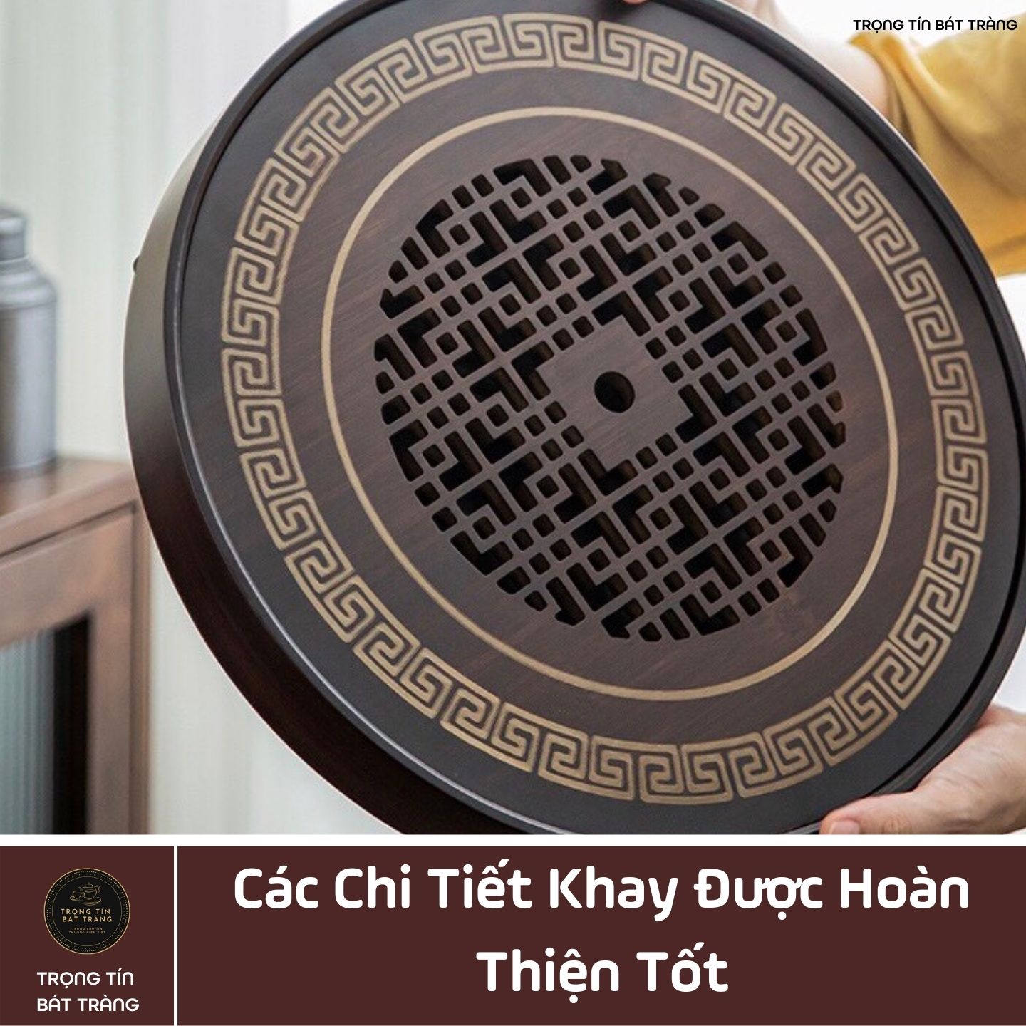 Khay Trà Tre Cao Cấp Hình Tròn 3 Kích Thước KT 62