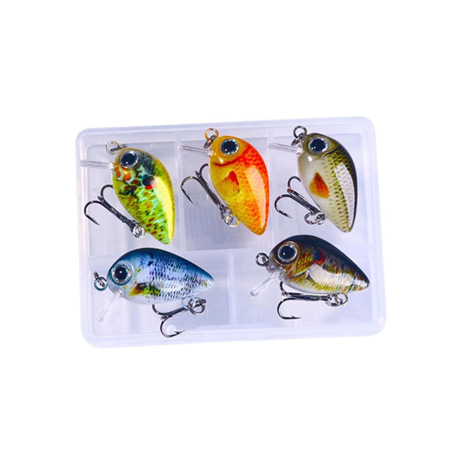 5Pcs Mini Crankbait Fishing Lures  Lures 1.5G with Box Lifelike Artificial Fishing  Swimbait for Walleye Perch Redfish Bass Boat