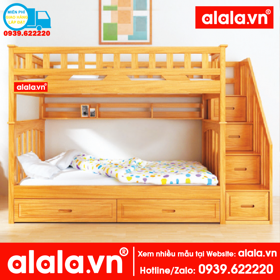 Giường tầng ALALA106 gỗ thông nhập khẩu - www.ALALA.vn® - Za.lo: 0939.622220