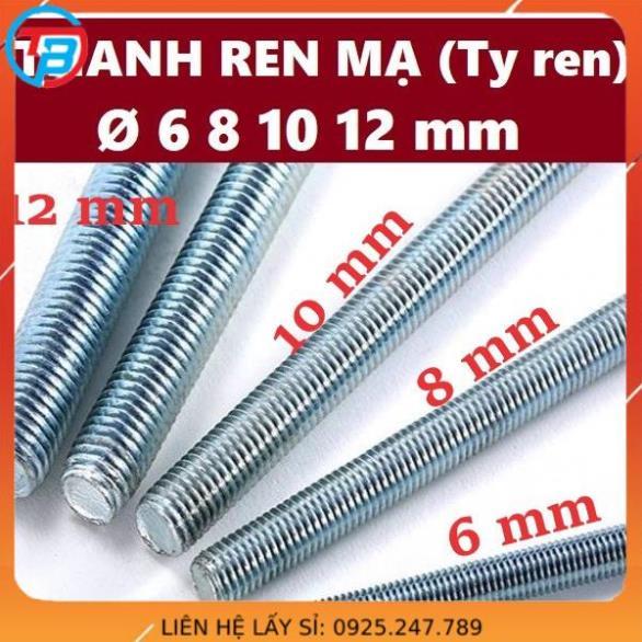 Thanh ren, ty ren, tiren thép mạ Phi 6 8 10 12 mm - Cáp Thép Thái Bình Vina