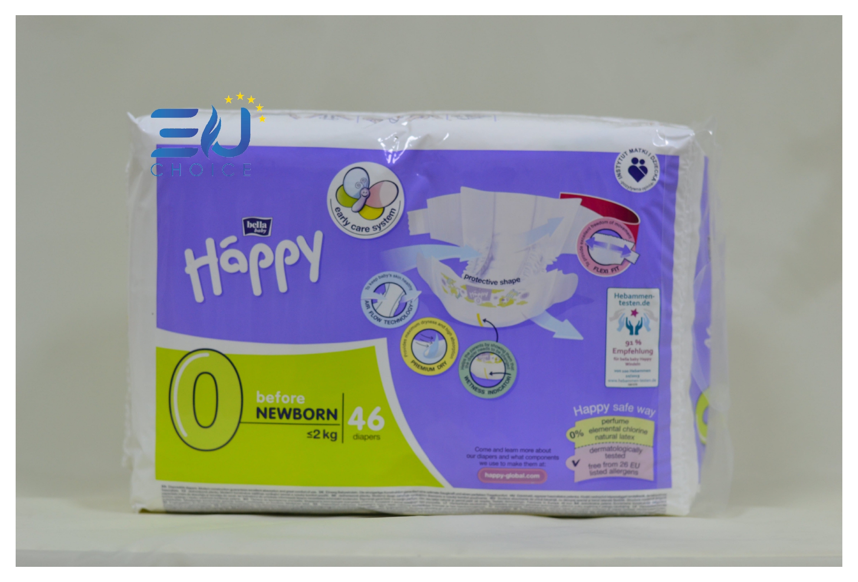 Bỉm T0, tã dán cao cấp BELLA HAPPY nhập khẩu Pháp 46 miếng cho bé dưới 2kg thoáng mát, thấm hút, chống tràn