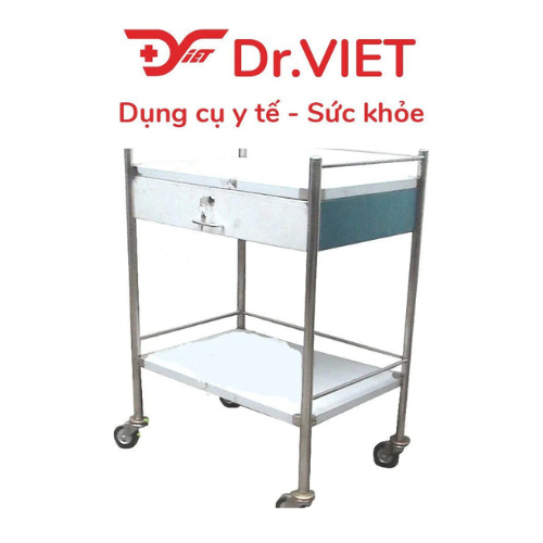 Xe đẩy inox DCG-23-2 tầng 30*40 (Có hộc)