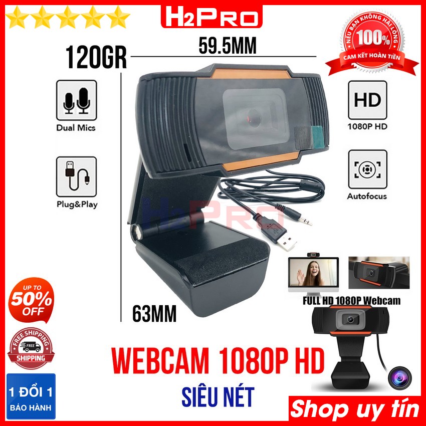 Webcam học online kẹp máy tính cao cấp, có mic, gọi video sắc nét full HD 1080p