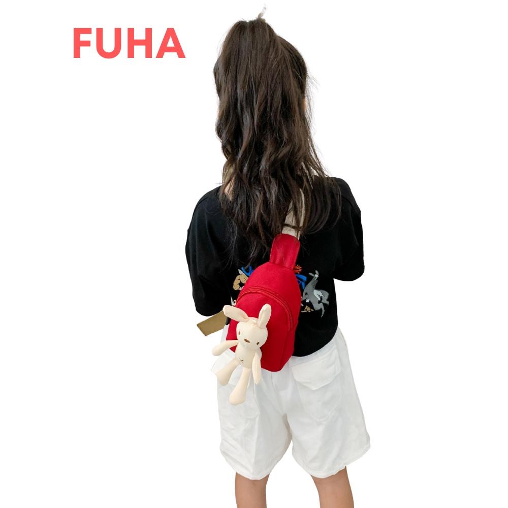 Túi đeo chéo gắn thỏ bông cho bé FUHA, túi hoạt hình dễ thương nhiều màu dễ thương cho bé gái