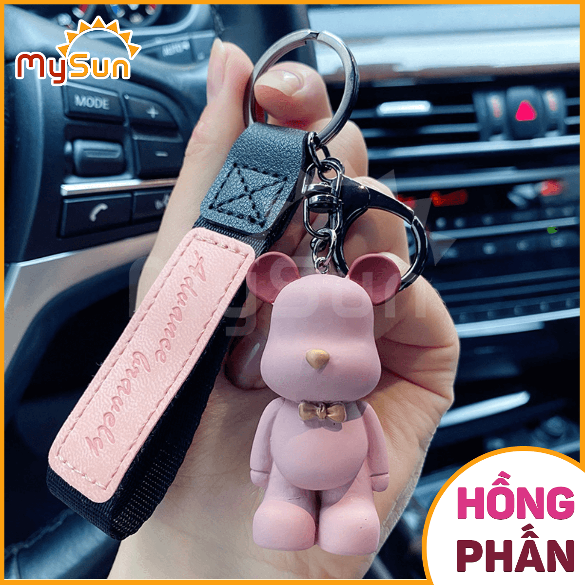 Dây móc chìa khóa ô tô, xe máy, điện thoại hình con gấu Bearbrick trong trong suốt đẹp độc lạ