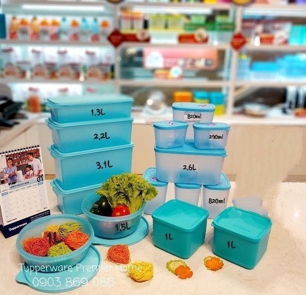 BỘ HỘP TRỮ MÁT & TRỮ ĐÔNG TUPPERWARE BLUE OCEAN SET 15