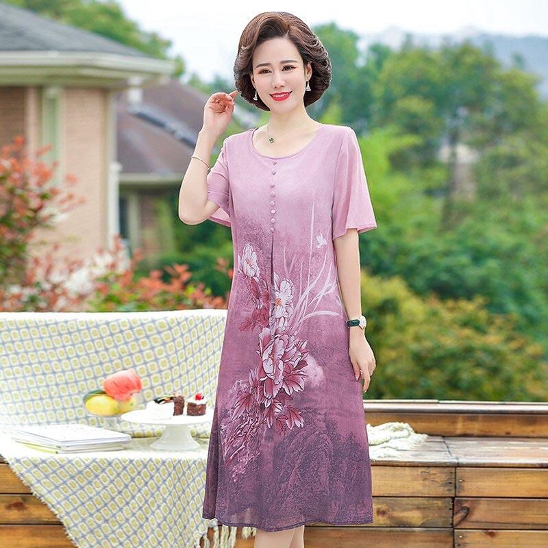 Váy suông dự tiệc trung niên nữ cho bà cho mẹ- đầm nữ chất liệu voan kiểu dáng sang trọng