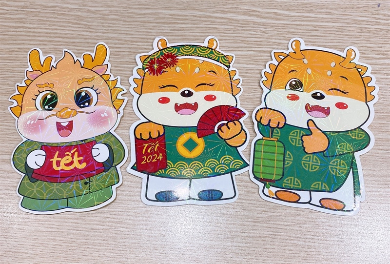Combo 10 lì xì chipi rồng 2024 phản quang lấp lánh loại 1