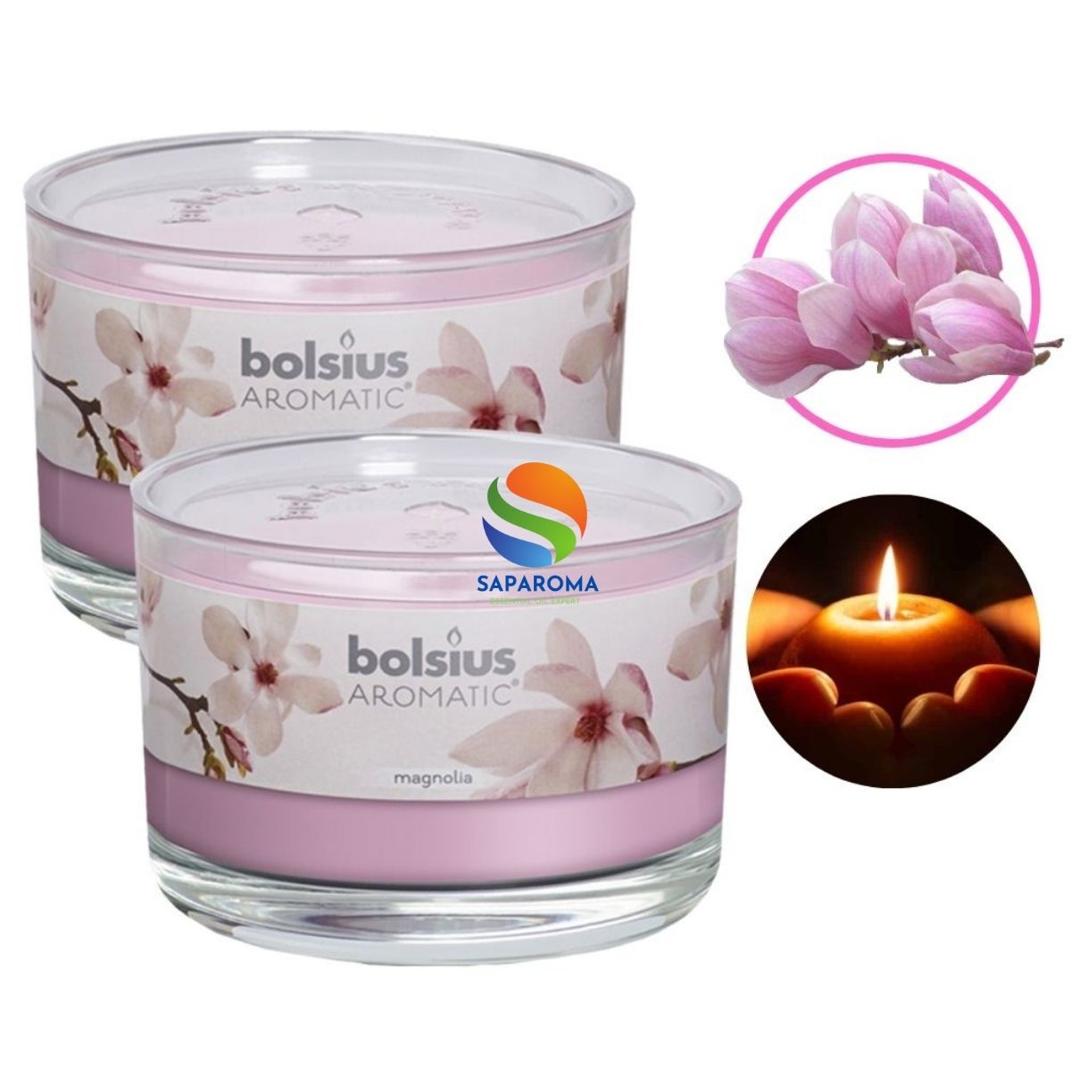 Combo 2 ly nến thơm tinh dầu Bolsius Magnolia 155g - hoa mộc lan, nến trang trí, thơm phòng, thư giãn, Hỗ trợ khử mùi