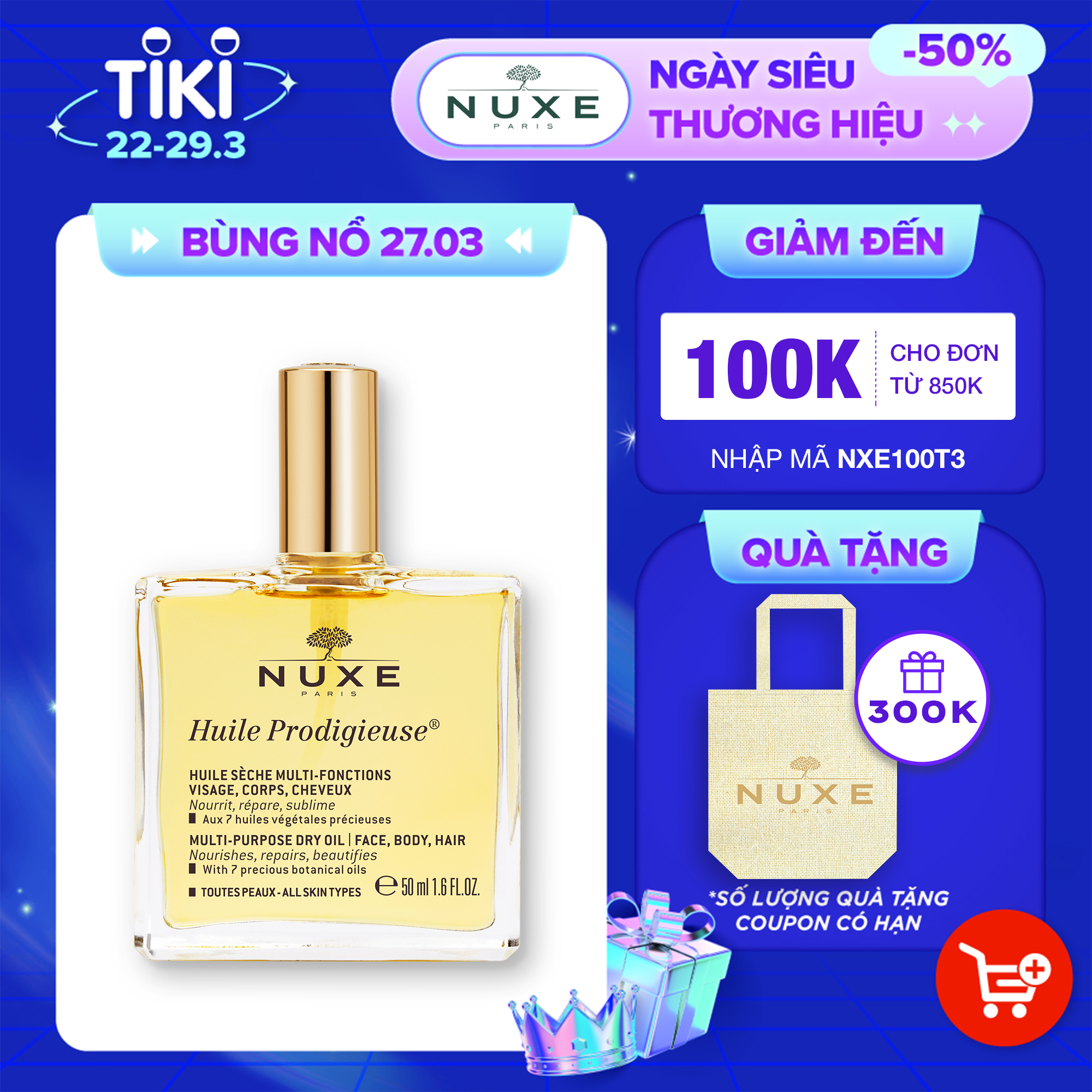 Dầu khô đa năng Nuxe Huile Prodigieuse® 50ml