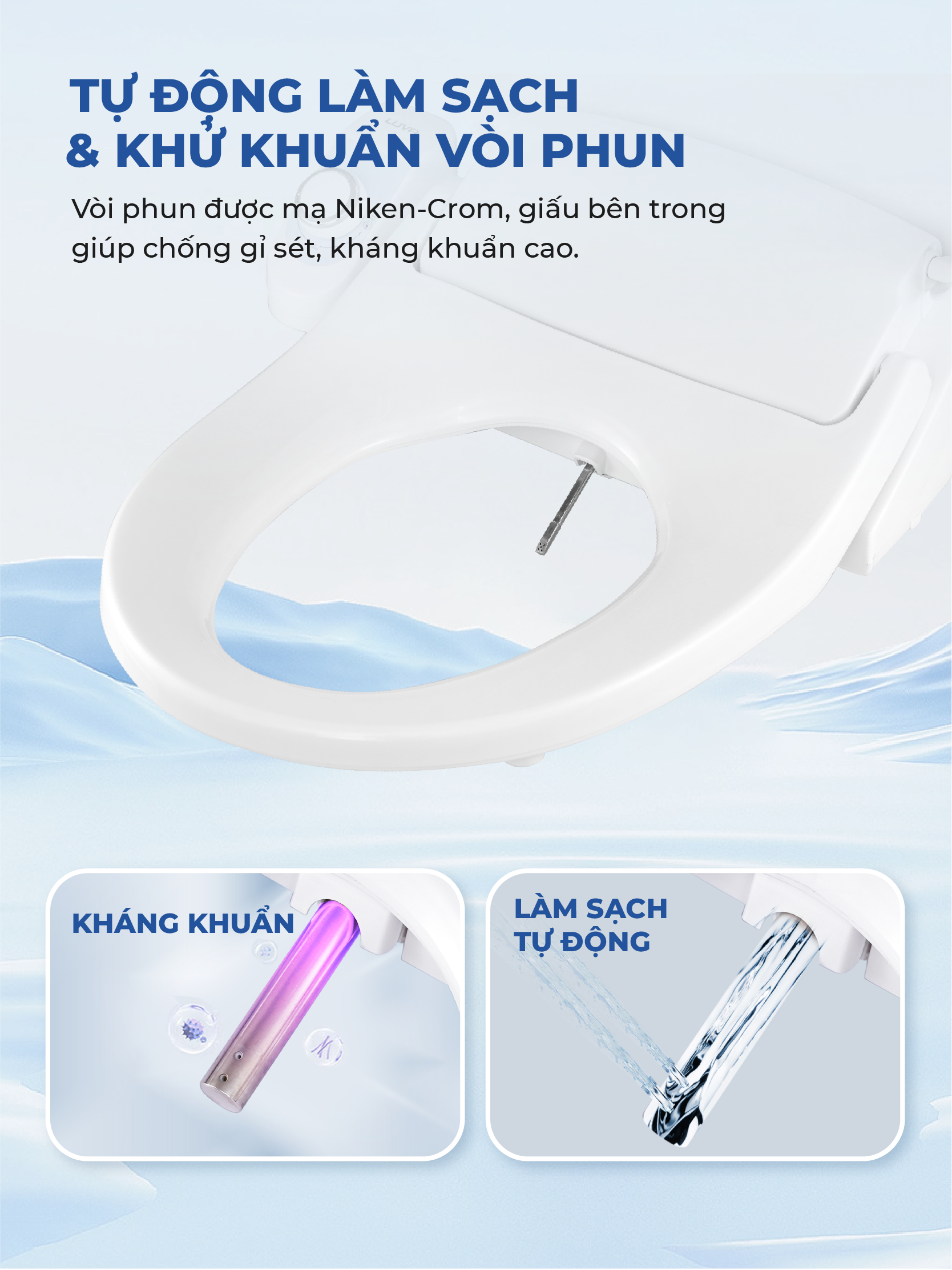 Nắp Bồn Cầu Thông Minh LUVA LB525 Xuất Hàn Quốc, BH 3 năm Đổi Lỗi 100 Ngày, Công Nghệ Hàn Siêu Âm