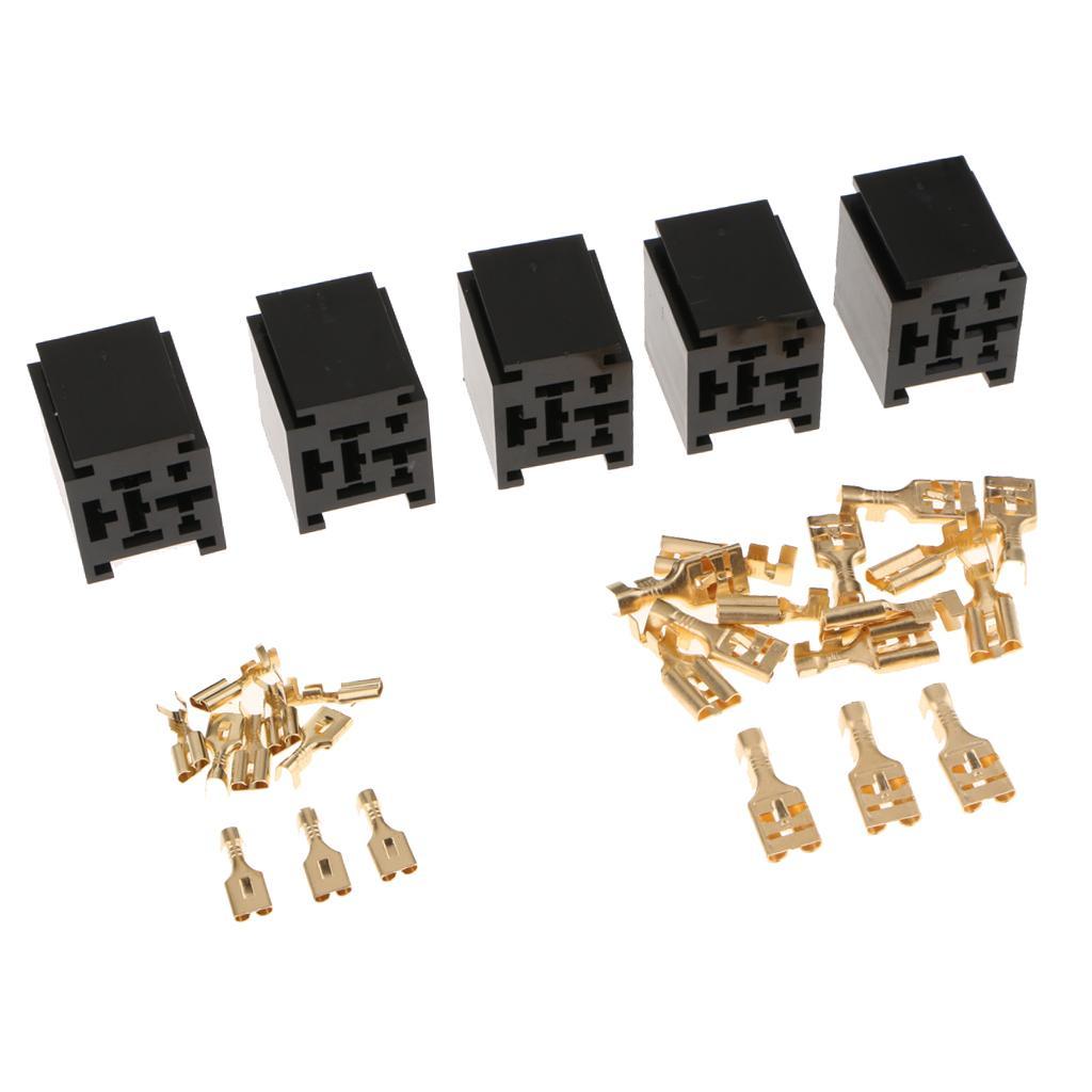 Relay Connector 4 Pin Relays 6.3/9.5mm Flat Pin Connectors 15 Pack