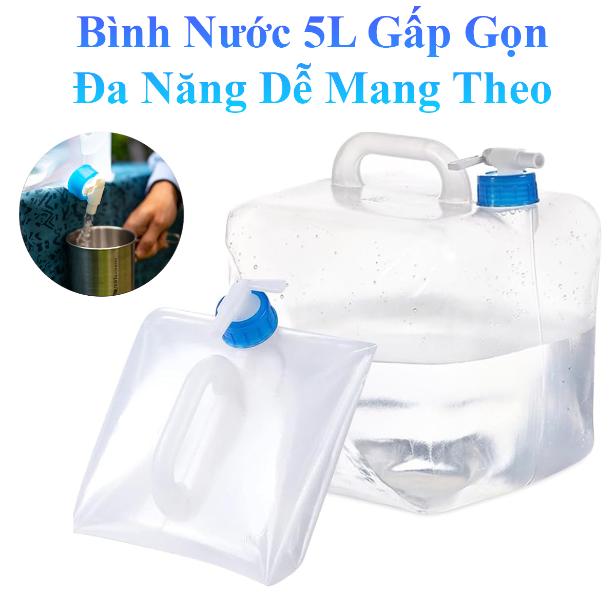 Bình Nước 5L Gấp Gọn Đa Năng Dễ Mang Theo Tiện Dụng