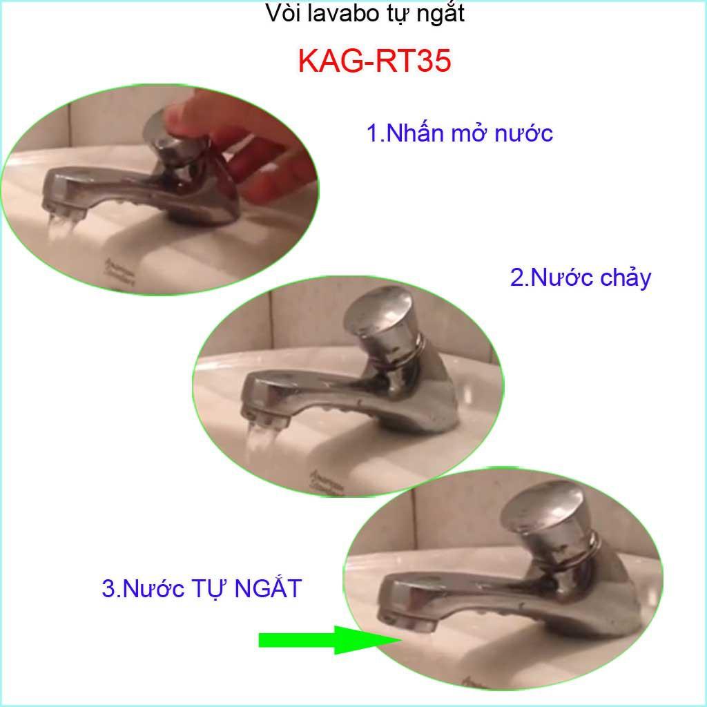 Vòi lavabo tự ngắt nước KAG-RT35, Vòi bán tự động, vòi ấn tay tự động tiêt kiệm nước tốt sử dụng tốt
