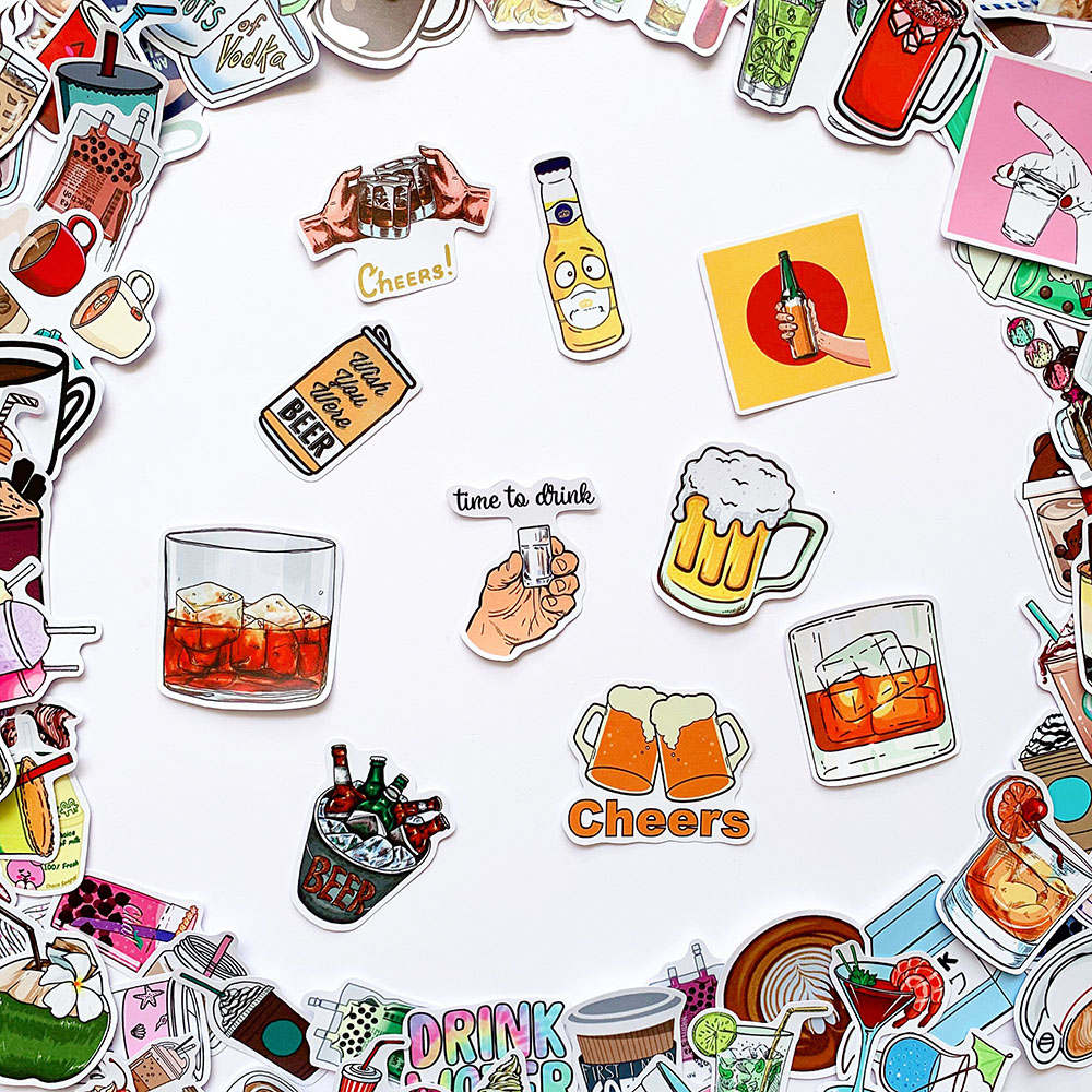 Sticker Drinks Chủ Đề Cà Phê Trà Sữa Đồ Uống Cute Ngẫu Nhiên Chất Lượng Cao Chống Nước