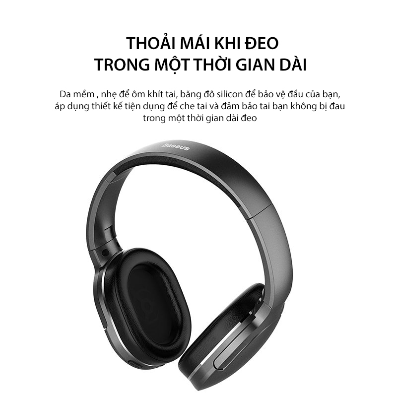 Tai nghe chụp tai không dây cao cấp Baseus Encok D02 Pro Stereo (Bluetooth Wireless Hifi Surround Headphone) - Dung lượng pin lớn - Hàng chính hãng