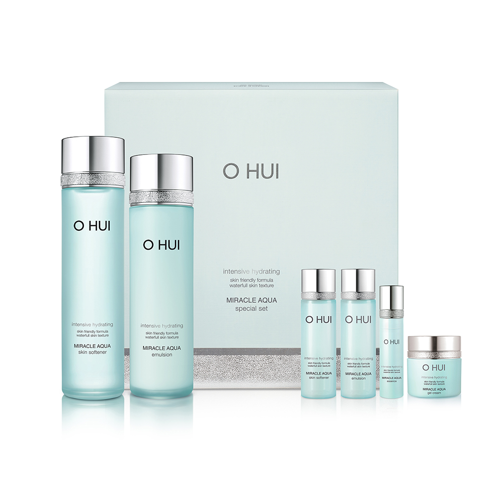 Bộ cấp nước dưỡng ẩm da sáng trong OHUI Miracle Aqua Set 6 món