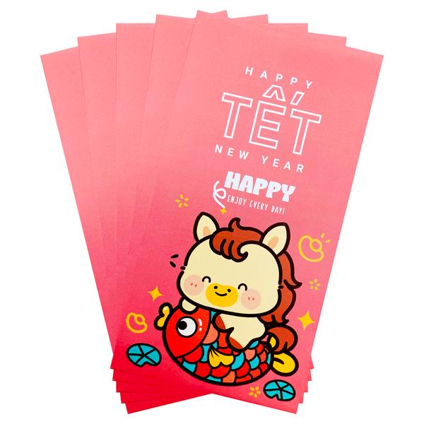 Bộ 5 Bao Lì Xì Tết Bính Ngọ 2026 - Futurebook L187 - Happy Enjoy Day!