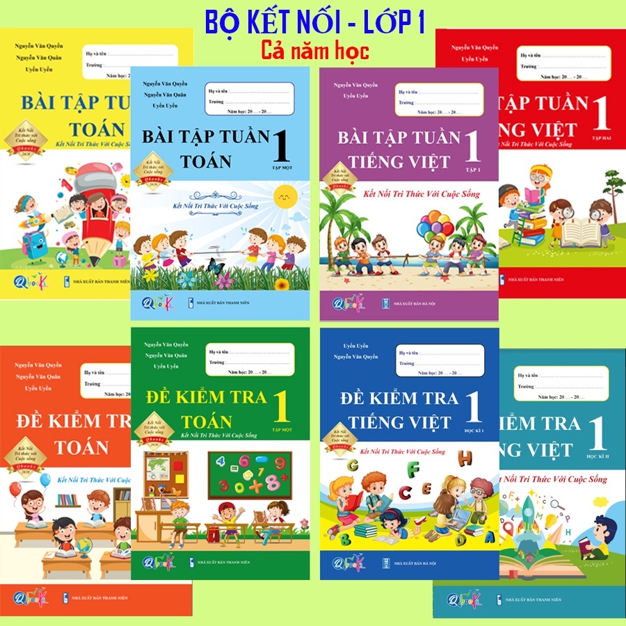 Trọn Bộ Bài Tập Tuần, Đề Kiểm Tra Toán và Tiếng Việt Lớp 1 - Kết Nối - Cả năm học (8 quyển)