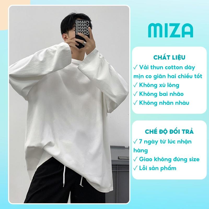 Áo phông tay dài sweater unisex nam nữ thun form rộng teen cổ tròn oversize cotton giá rẻ basic đen trắng freesize TRƠN