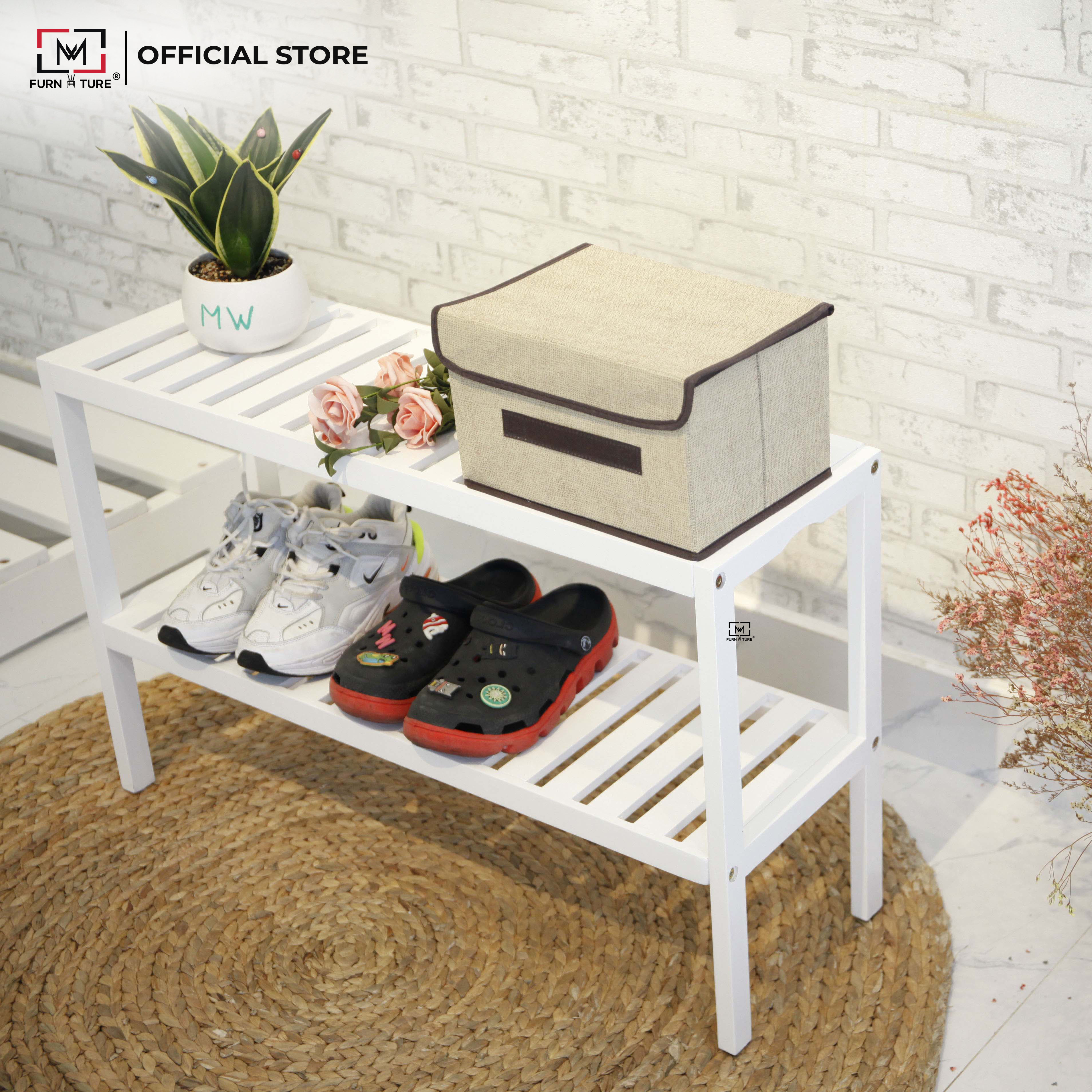 KỆ GIÀY DÉP/ KỆ GỖ TRANG TRÍ ĐA NĂNG 2 TẦNG - BENCH 2F 80 WHITE