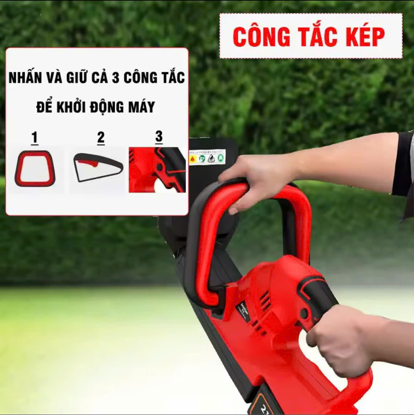 Máy cắt tỉa hàng rào cây cảnh LAPUSEN động cơ lõi đồng 100% - Công suất 1800W - Dùng chung chân pin thông dụng