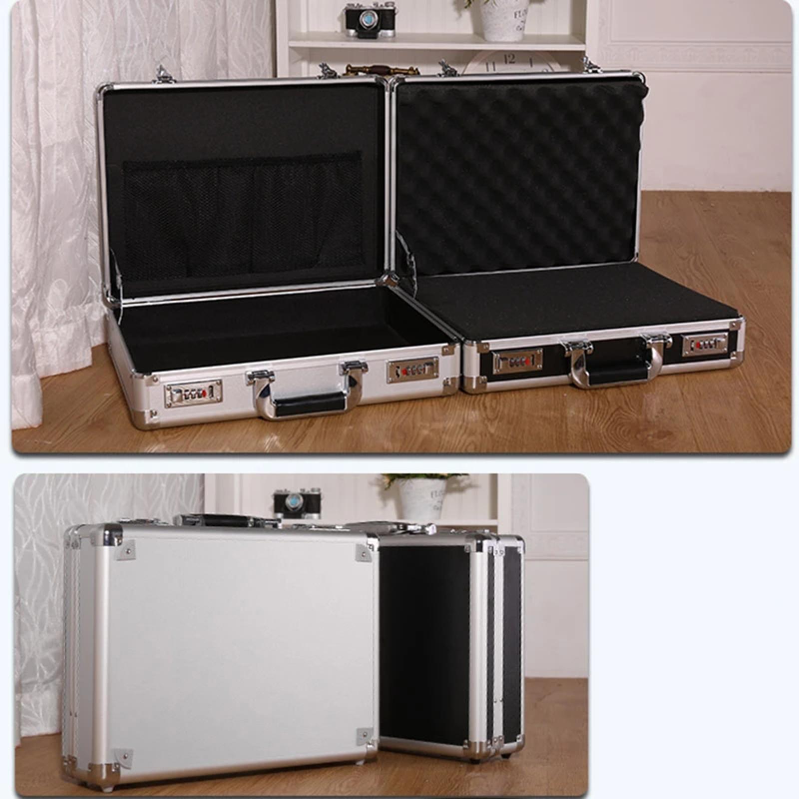 Aluminum Alloy Carrying Case Lightweight Waterproof Briefcase Multipurpose Black
