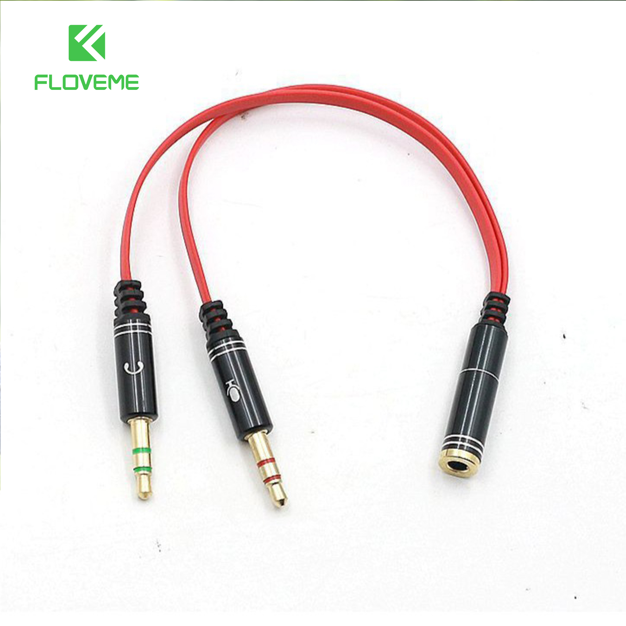 Cáp gộp FLOVEME audio và mic 2 vào 1 ra 3.5mm âm (cáp chuyển tai nghe điện thoại cho máy tính PC) - Hàng Chính Hãng