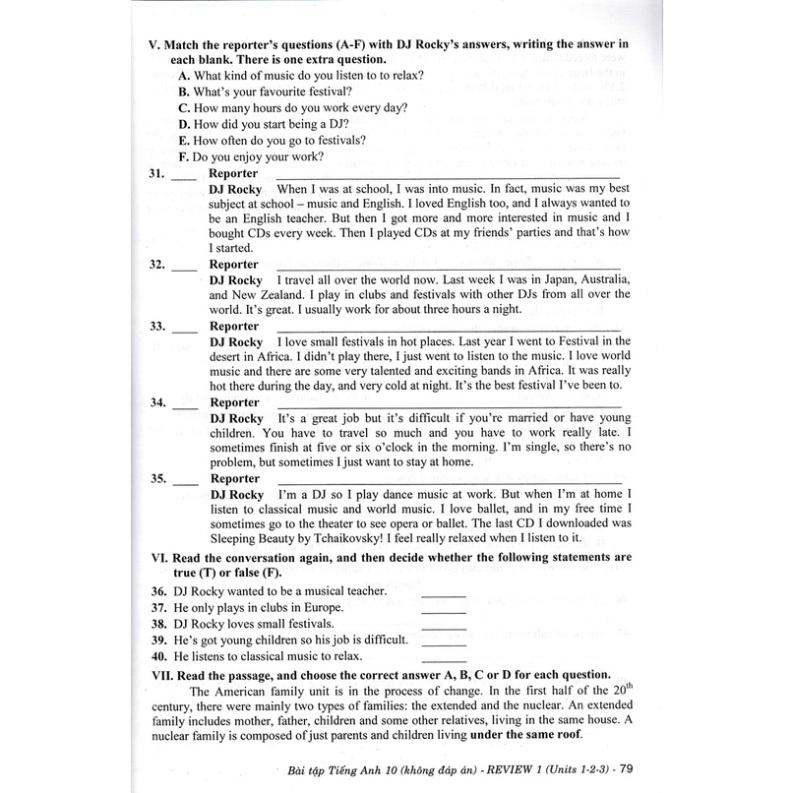 SÁCH - bài tập tiếng anh 10 - không đáp án