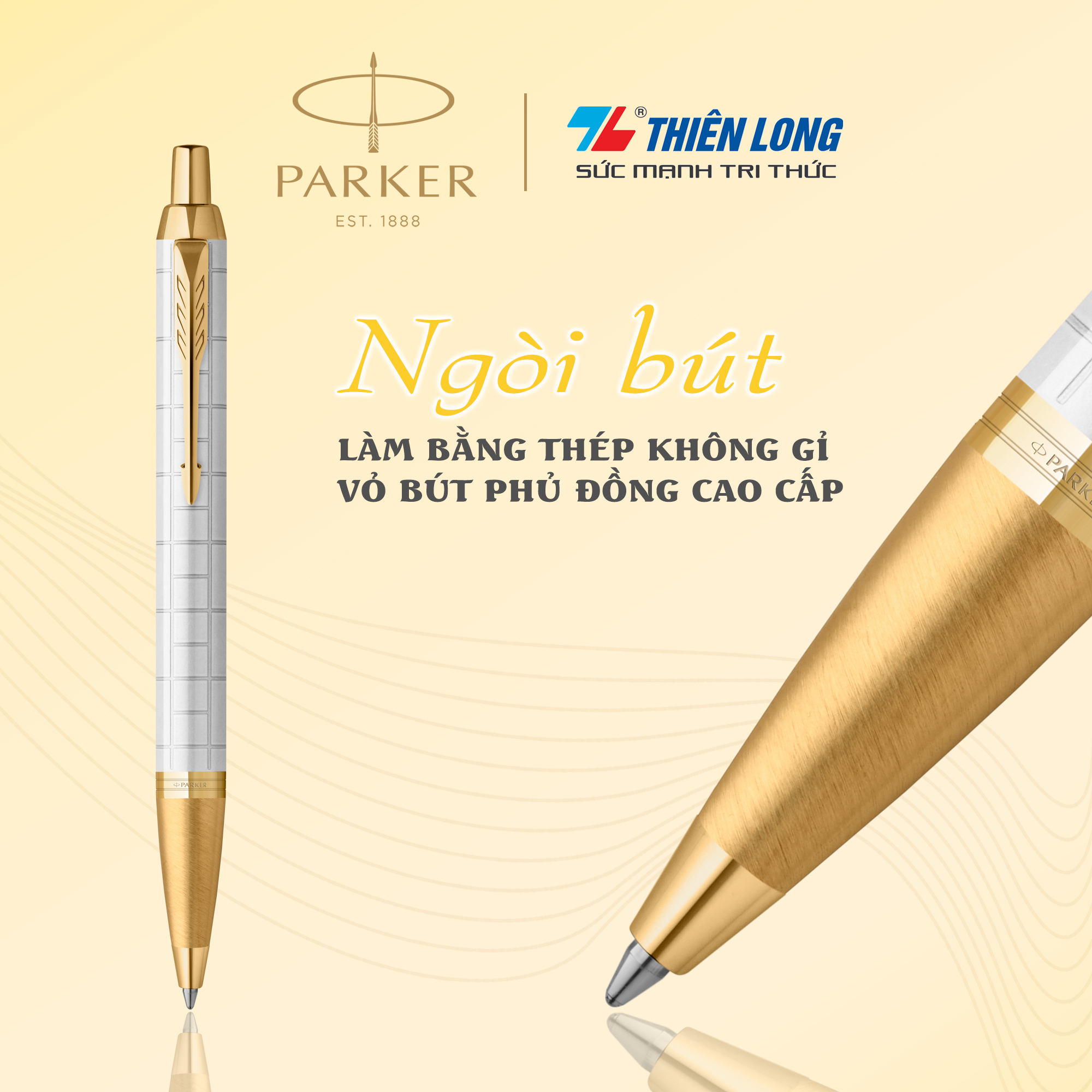 Bút bi cao cấp Parker IM PRM X-Pearl GT GB-2143643 - Thép không gỉ