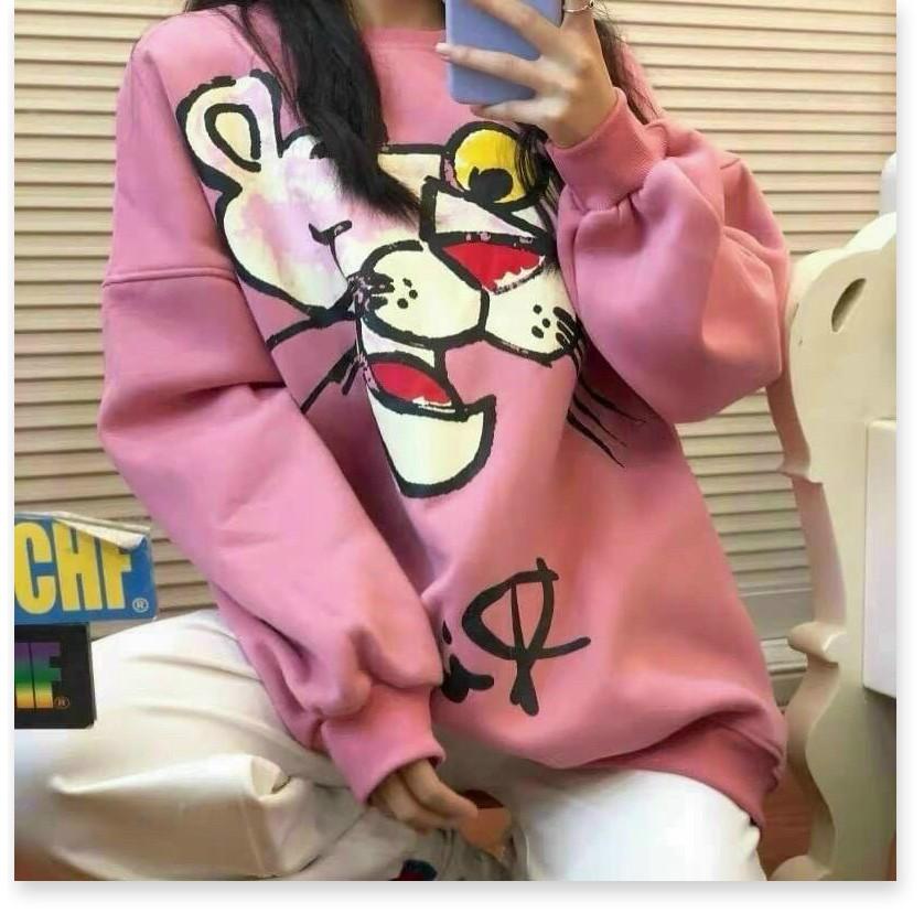 Áo sweater nỉ ngoại CHÚ BÁO HỒNG SIÊU ĐẸP HOT HOT NHẤT 2021 THỜI TRANG KING FASHION