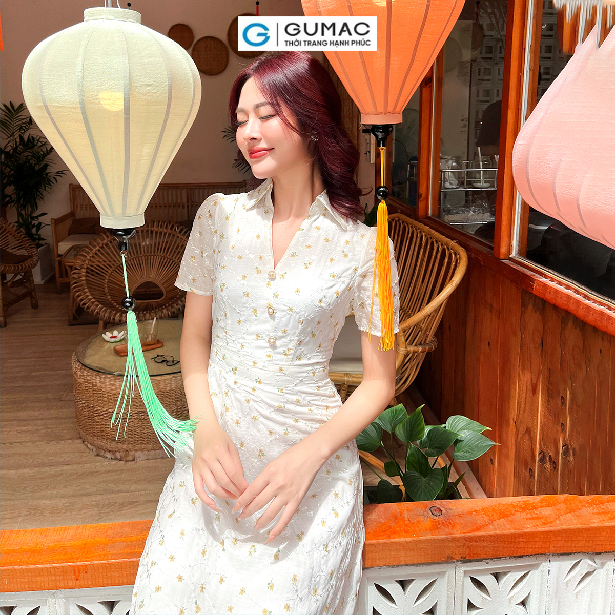 Đầm A ngực đắp vải voan mềm mát đi tiệc đi chơi thanh lịch sang trọng GUMAC DD09007