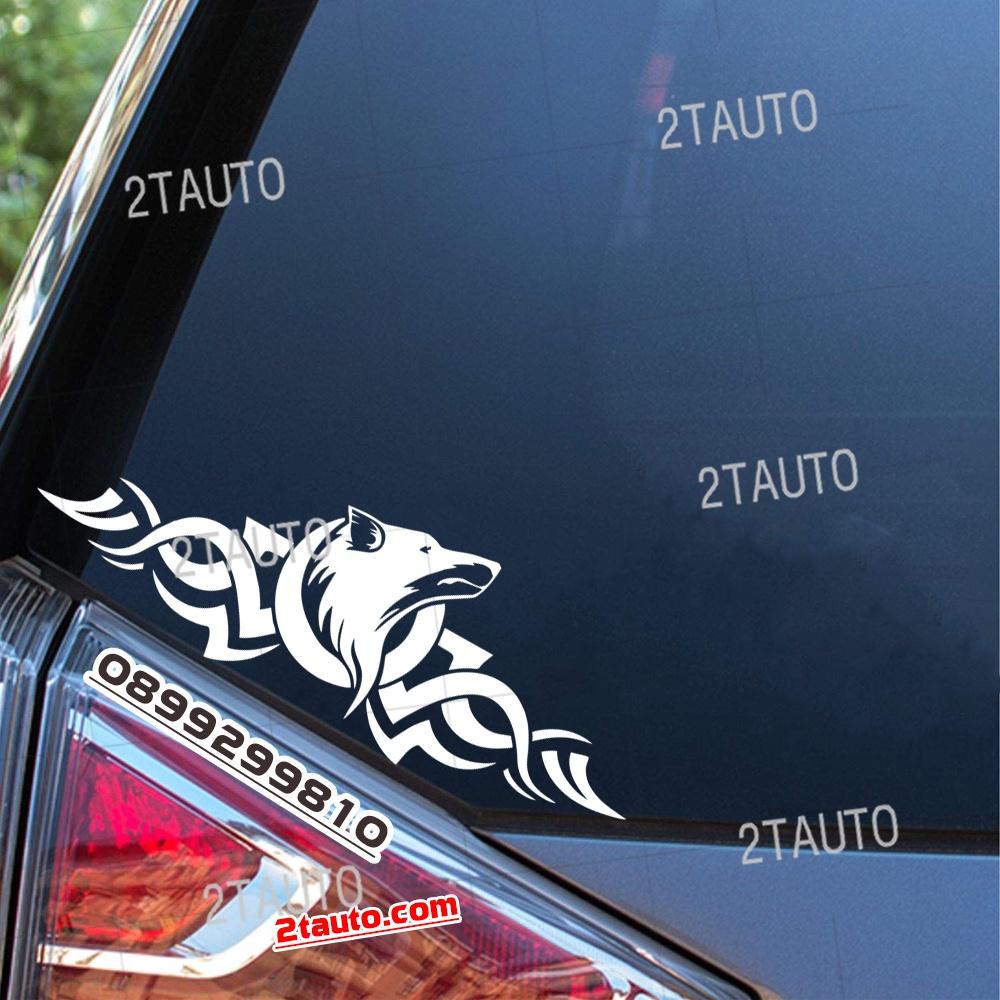 Tem decal sticker dán xe HÌNH CHÓ SÓI nhiều kích thước, chống thấm nước, logo CON SÓI WOLF dán trang trí xe hơi - MẪU 5