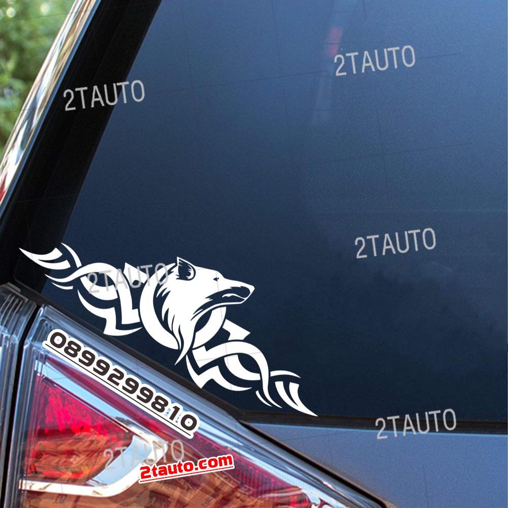 Tem decal sticker dán xe HÌNH CHÓ SÓI nhiều kích thước, chống thấm nước, logo CON SÓI WOLF dán trang trí xe hơi - MẪU 5