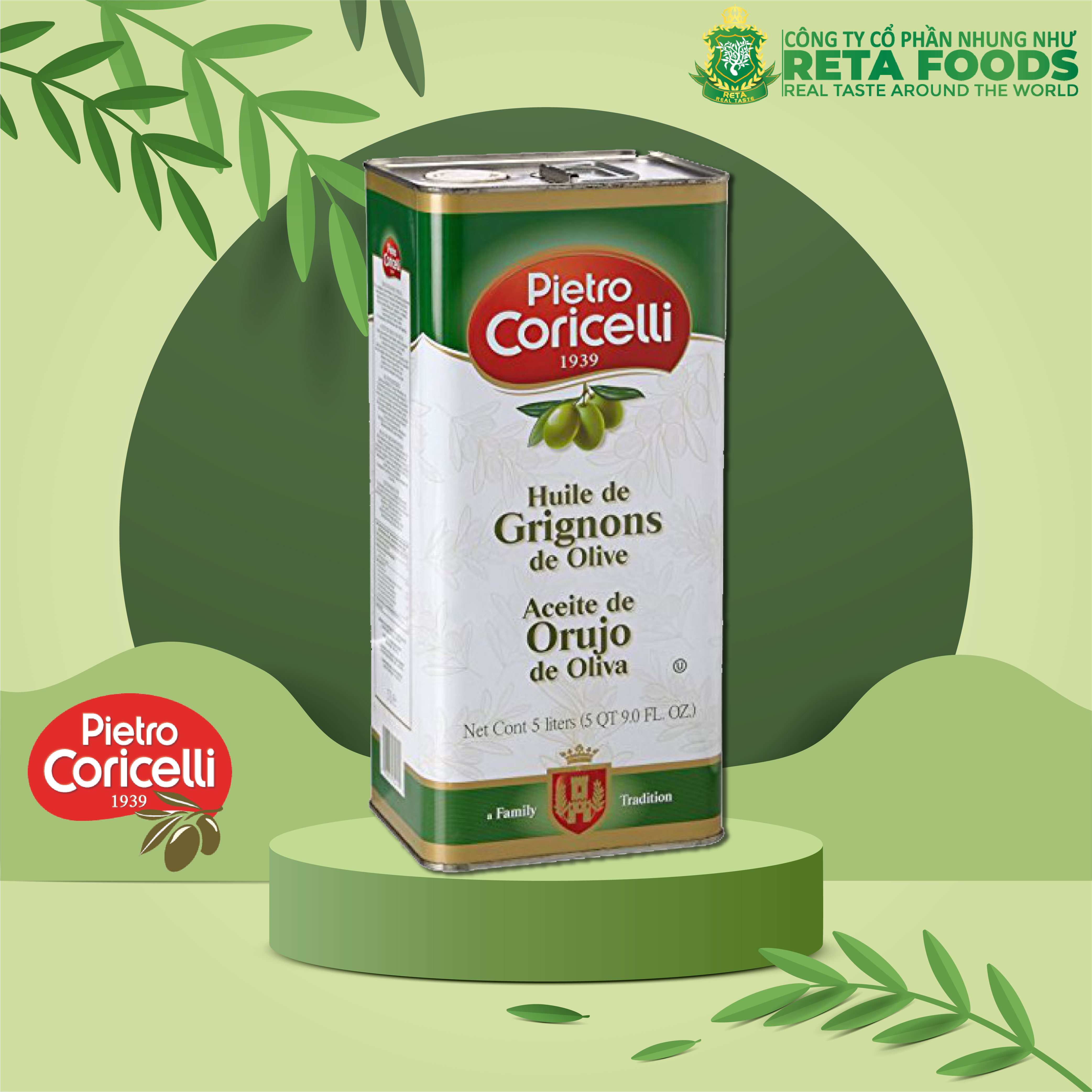 Dầu Oliu Cao Cấp Pietro Coricelli Pomace 5L