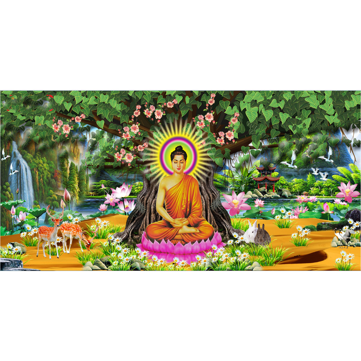 Mua Tranh Dán Tường 3D Đức Phật Cây Bồ Đề Phong Thủy | Tiki