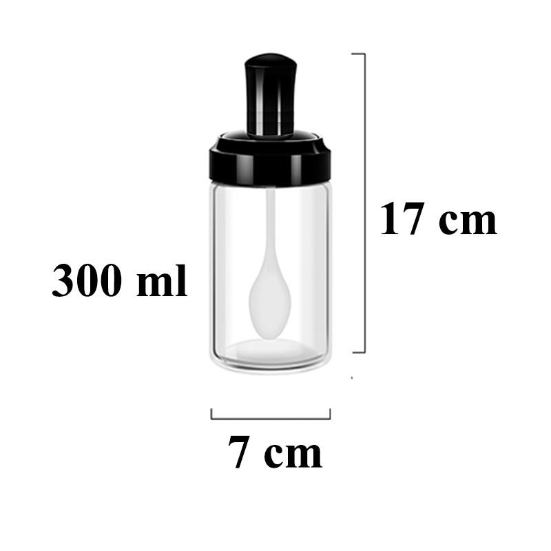 Combo hủ đựng gia vị thủy tinh loại lớn 300ml