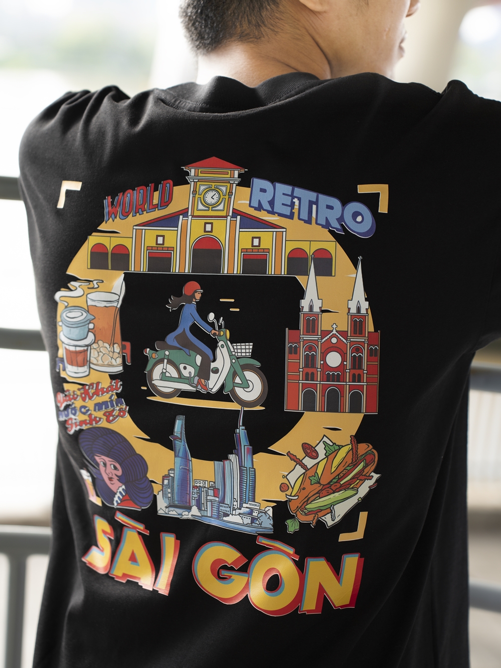Áo thun Teeworld Sài Gòn Retro Nam Nữ Trắng Đen Form Rộng Unisex