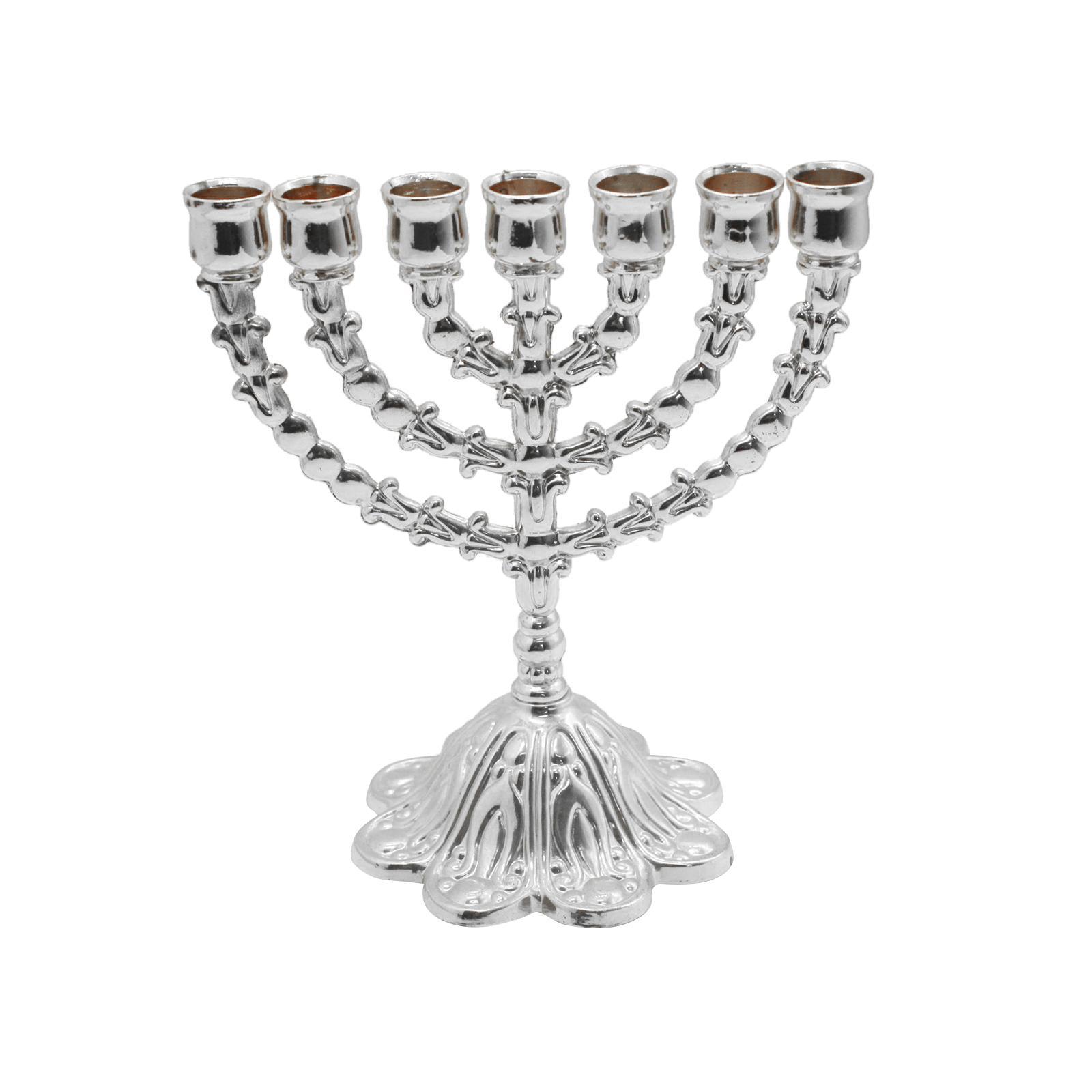 Hanukkah Menorah Metal Candle Holder Tealight Holder 7 Branches Candlestick for Candlelight Dinner Party Decorations Home Decor Height 17cm