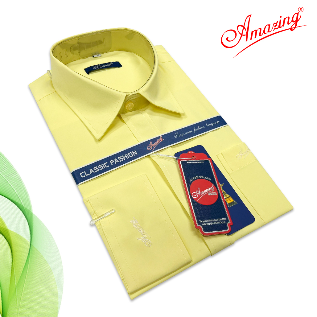 Áo sơ mi nam vạt bầu, tay dài trơn Amazing, form truyền thống, vải KT sợi tre, nhiều màu, size đại tới 110kg