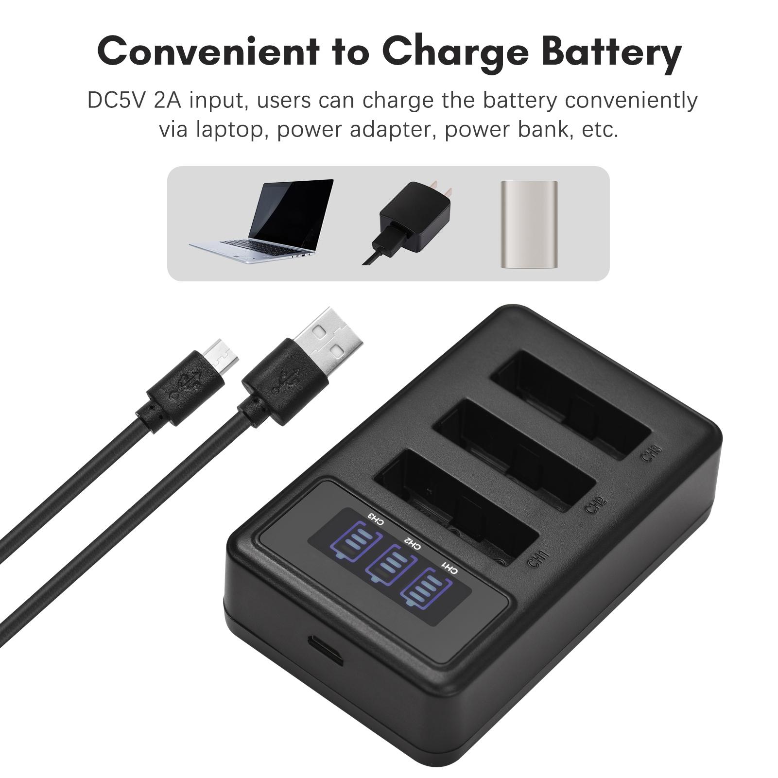 NP-BX1 Battery Charger 3-Slot with LED Indicators + 3pcs NP-BX1 Batteries 3.6V 1350mAh with USB Charging Cable Replacement for Sony DSC-RX100/DSC-RX100 II/DSC-RX100M II/DSC-RX100 III/DSC-RX100 IV/DSC-RX100 V VII/ZV-1