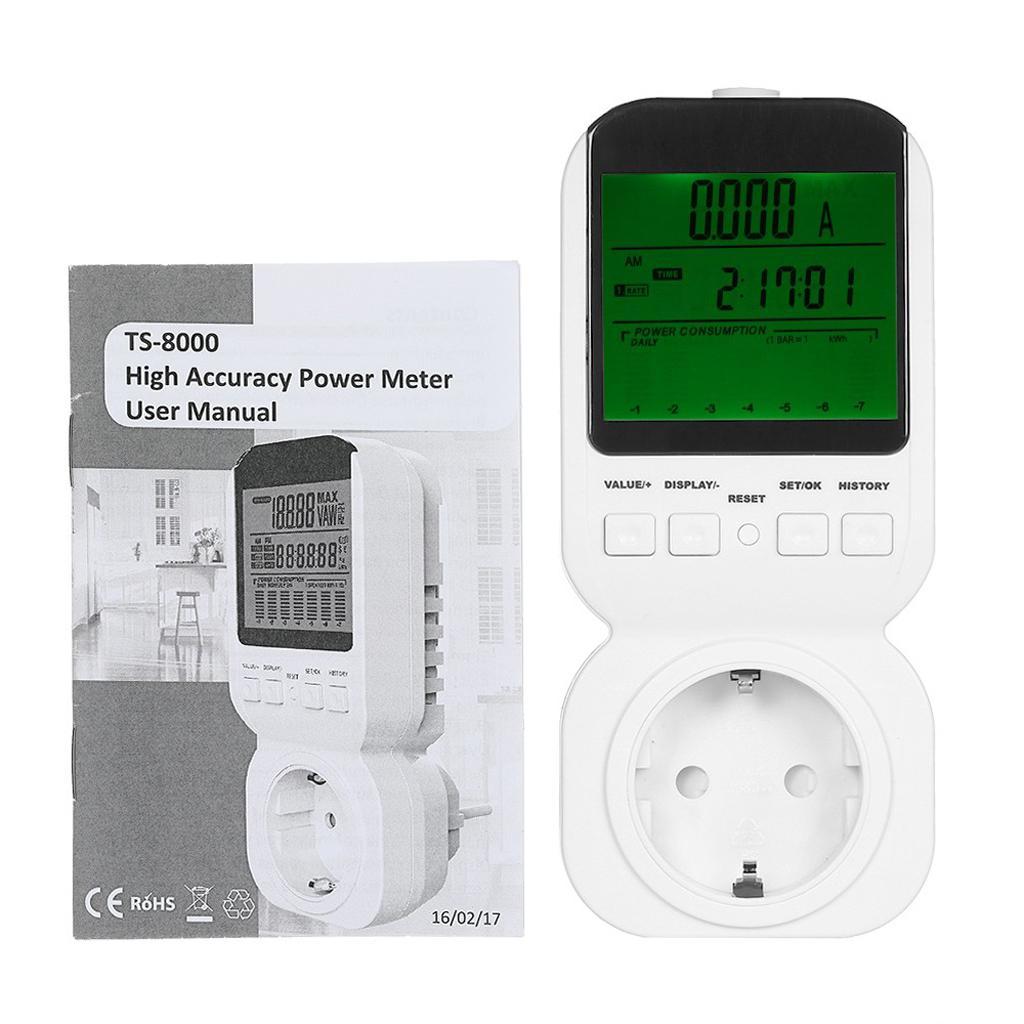 High Accuracy Power Energy Meter Socket LCD Display KWH Watt Tester EU Plug