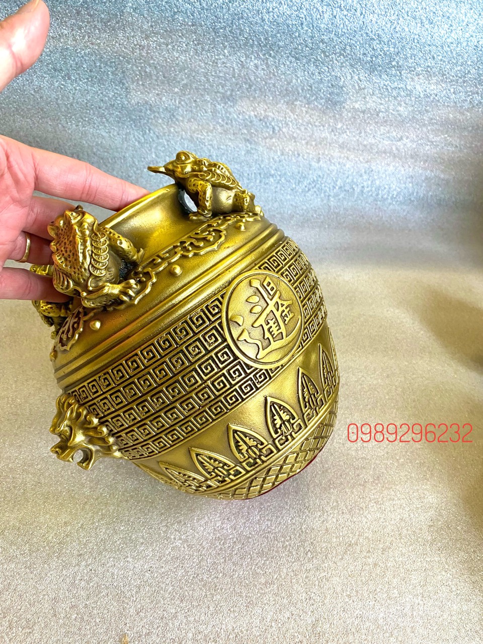 Hũ Cóc Thiềm Thừ Chiêu Tài Lộc bằng đồng vàng - Hũ Cóc to phòng thủy
