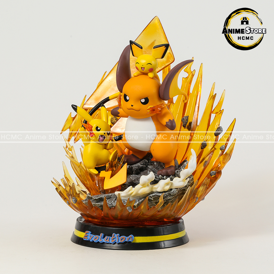 Mô hình Pokemon tiến hóa Pichu - Pikachu - Raichu siêu ngầu có đèn Led trang trí