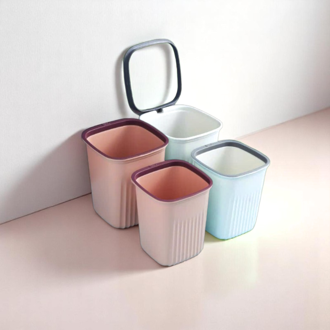 Thùng rác, thùng rác nhựa, chất liêu nhựa dẻo - Chịu lực tốt - Có vòng cố định túi rác - Thay túi rác dễ dàng - Màu hồng